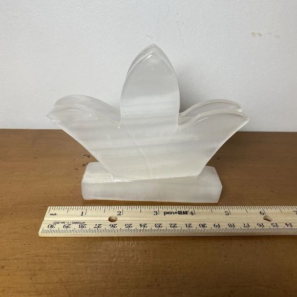 Lotus Letter Holder Onyx Marble Alabaster White Stone Hand Carved Office Vintage - Picture 5 of 5
